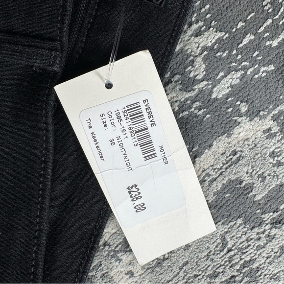 MOTHER The Weekender ‘Nighty Night’ Mid Rise Flare black denim Size 30 *BNWT* - Picture 7 of 9